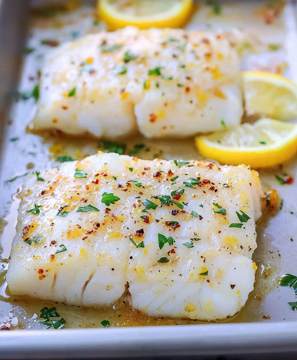 Lemon Garlic Baked Cod Dish