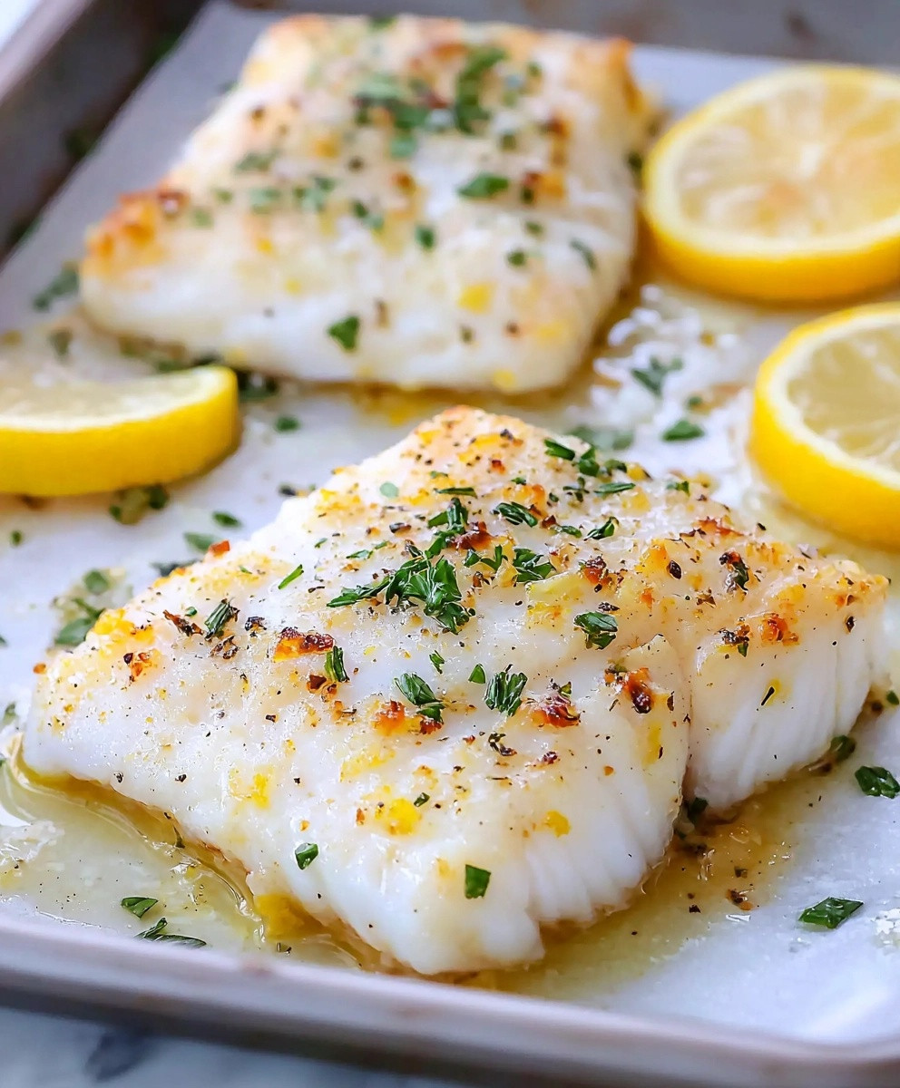 Lemon Garlic Baked Cod Dish