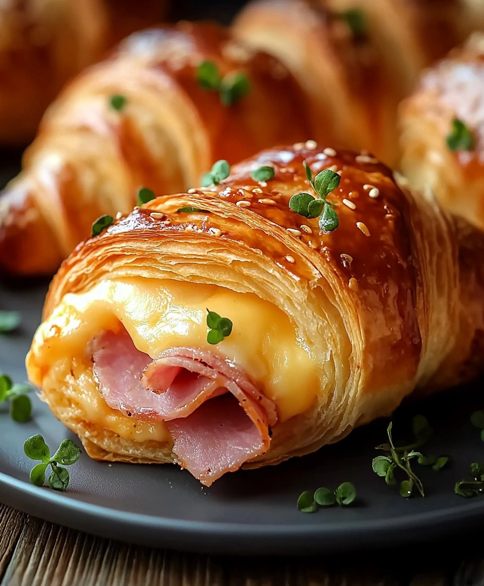 Baked Ham and Cheese Croissants