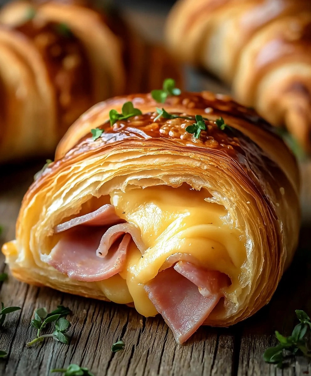 Baked Ham and Cheese Croissants