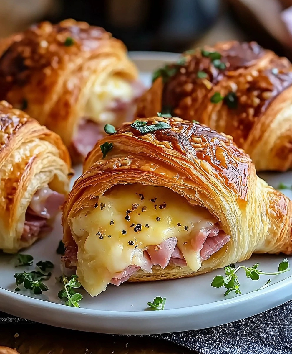 Baked Ham and Cheese Croissants