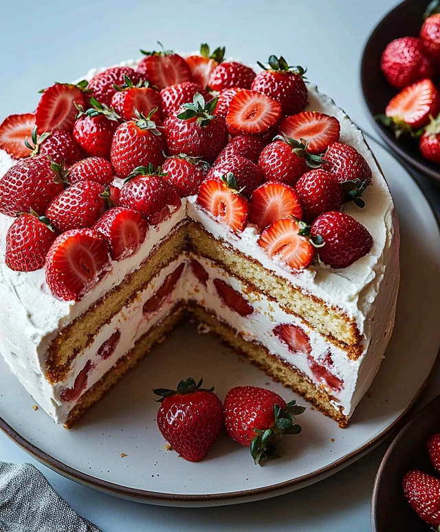 Strawberry Cream Layer Cake