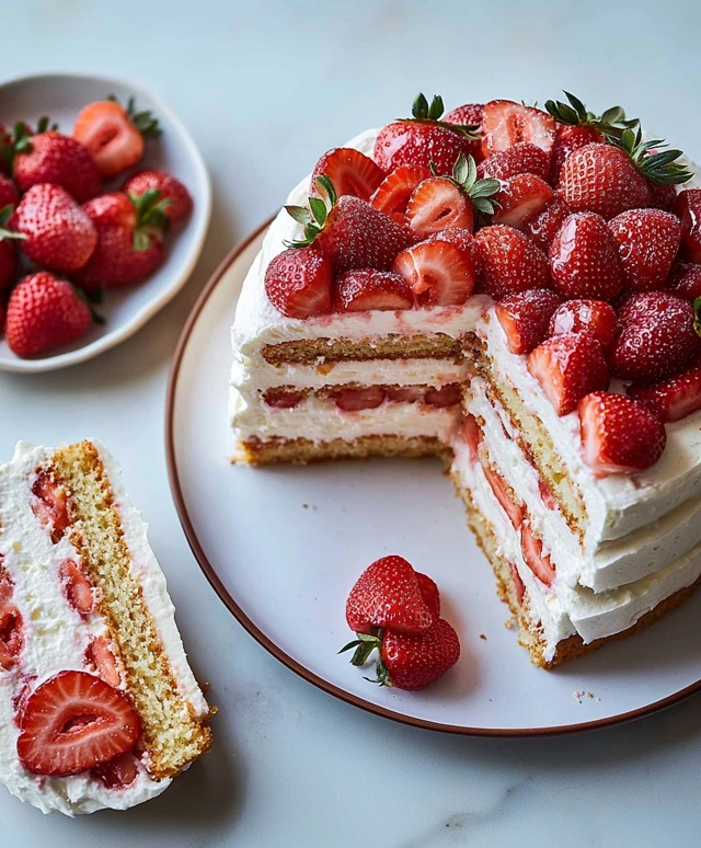 Strawberry Cream Layer Cake