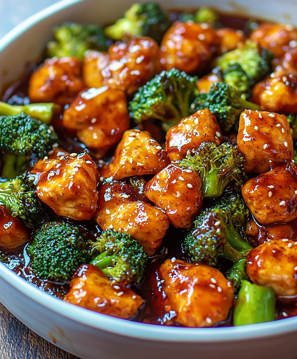 Sticky chicken and broccoli