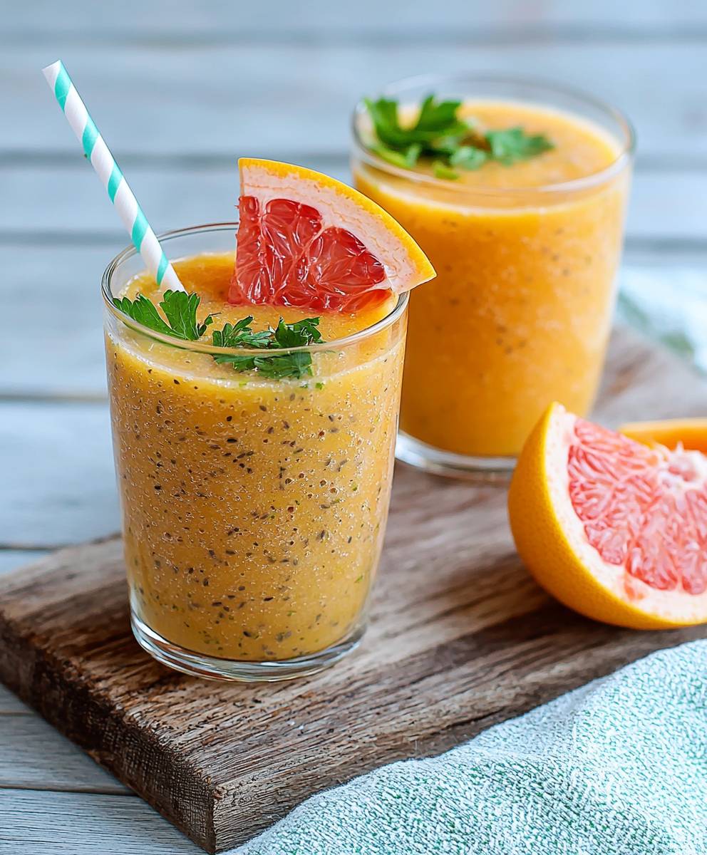Mango grapefruit parsley smoothie