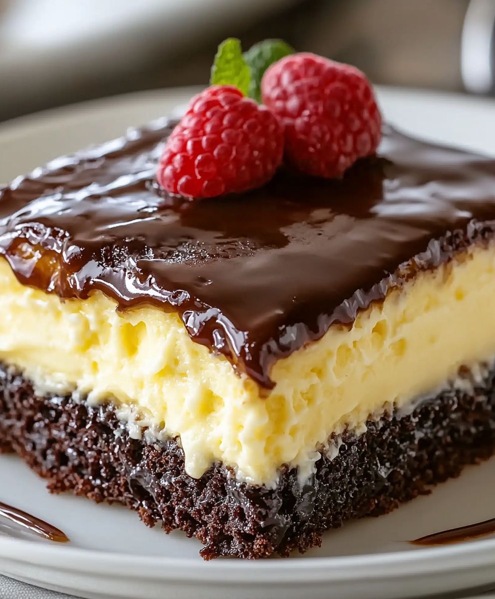 Boston Cream Poke Cake
