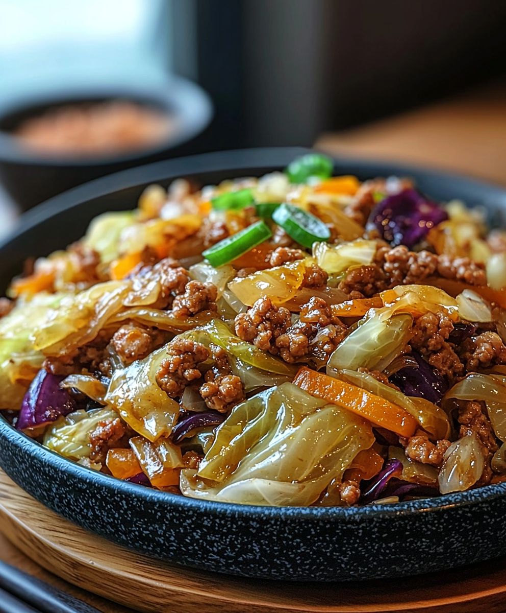 Ground beef cabbage stir fry