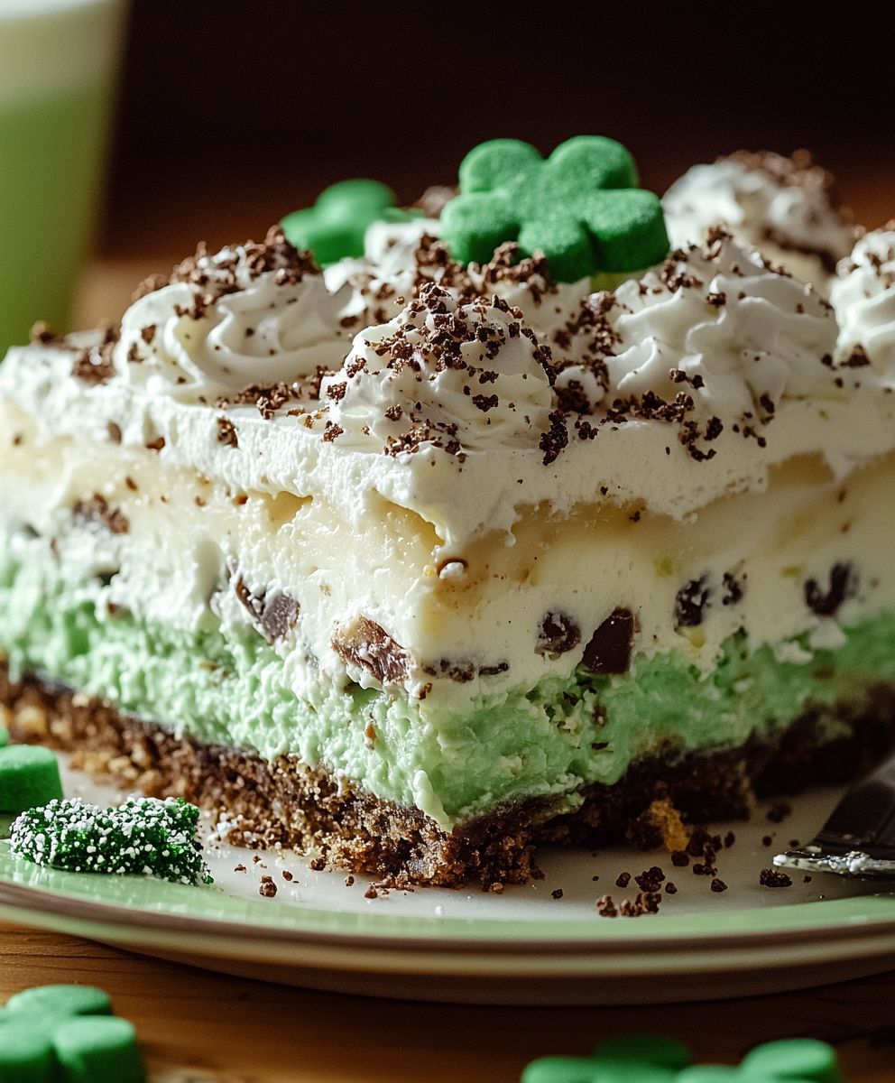 Shamrock shake dessert lasagna