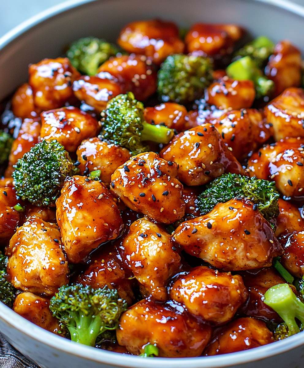 Sticky chicken and broccoli