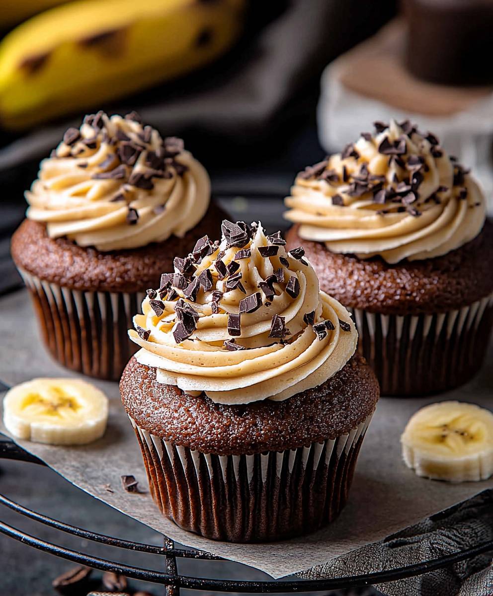 Banana Cupcakes Espresso Frosting