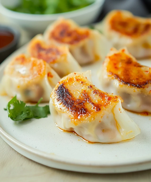 Golden Kimchi Gyoza Dumplings