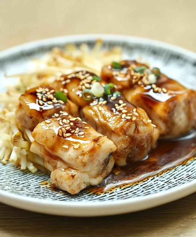 Enoki Mushroom Pork Rolls