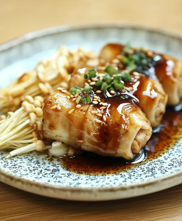 Enoki Mushroom Pork Rolls