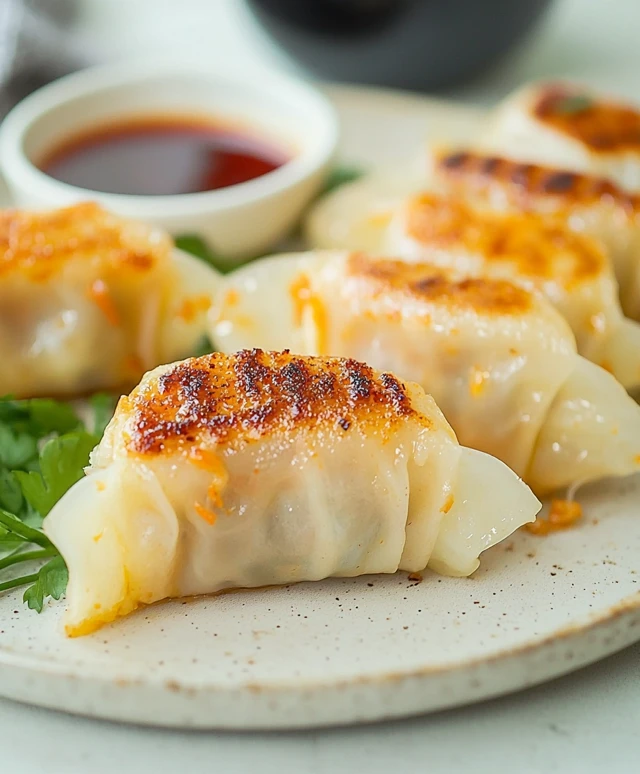 Golden Kimchi Gyoza Dumplings