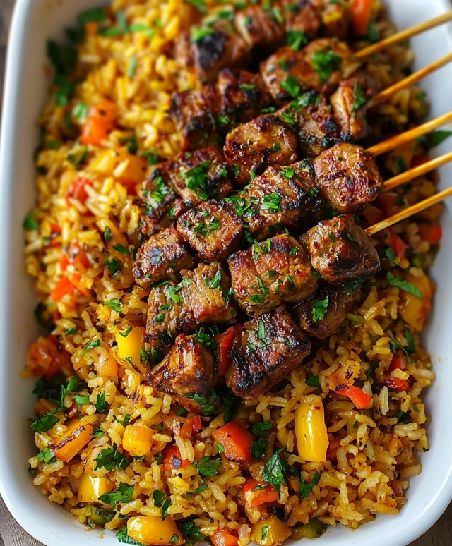 Rainbow Rice with Steak