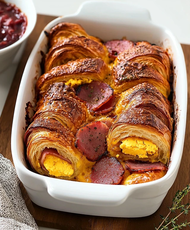 Turkey Ham Cheese Croissant Bake