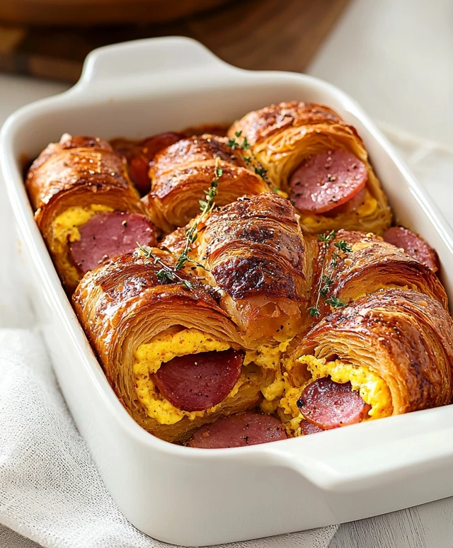 Turkey Ham Cheese Croissant Bake