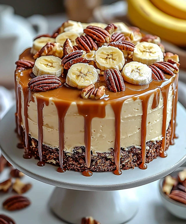 Banana Pecan Caramel Cake