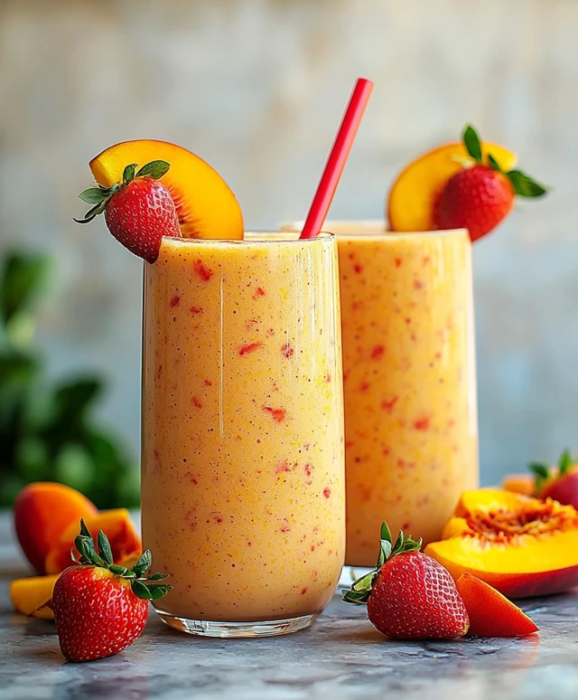 Strawberry mango peach smoothie