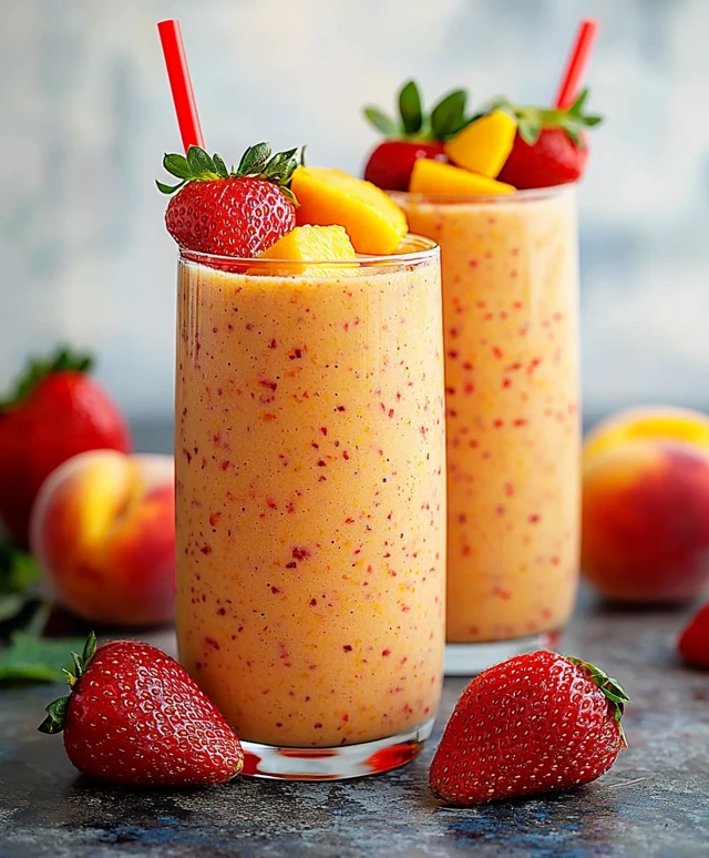 Strawberry mango peach smoothie