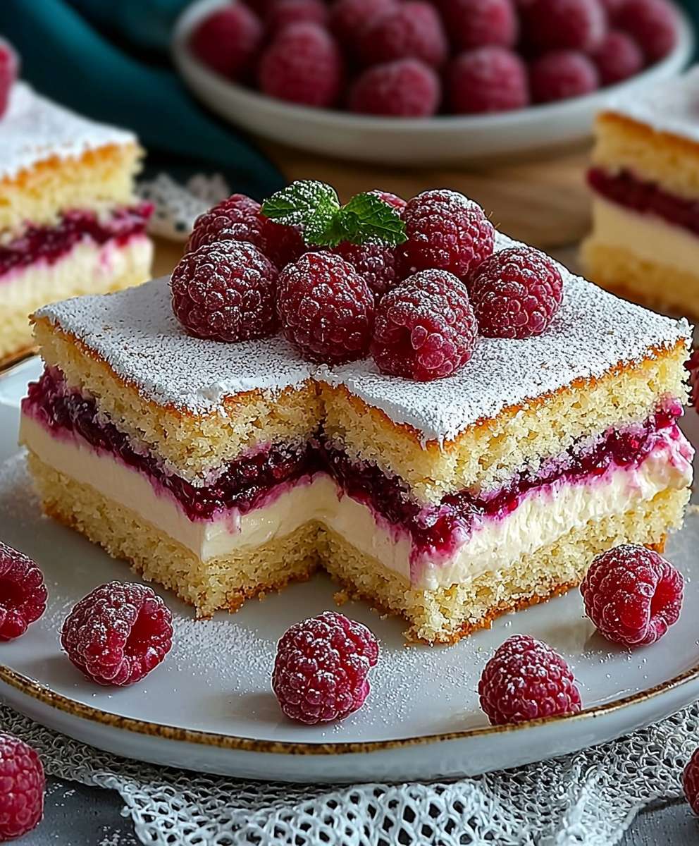 Raspberry pudding biscuit cake