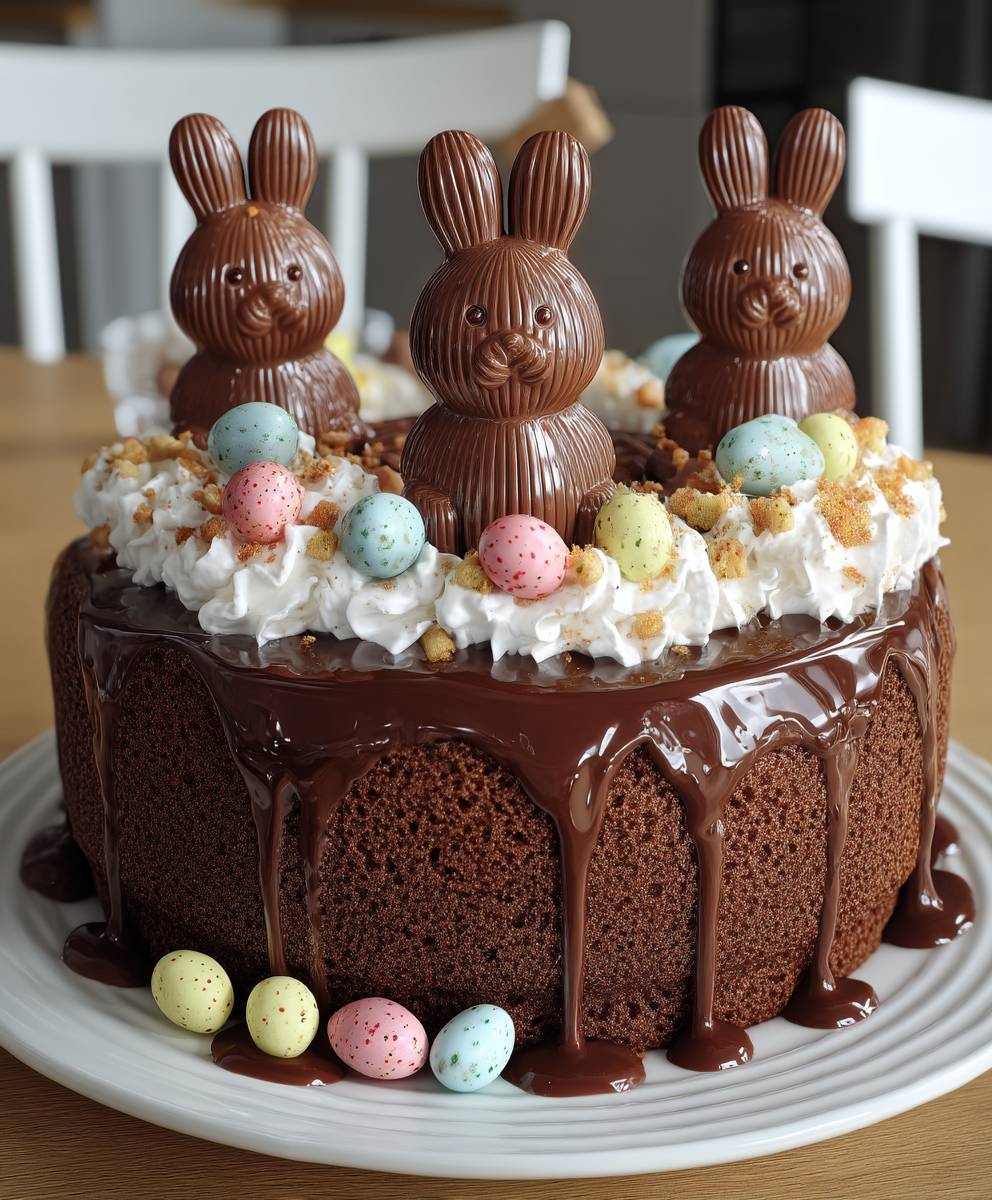 Chocolate bunny Easter cake