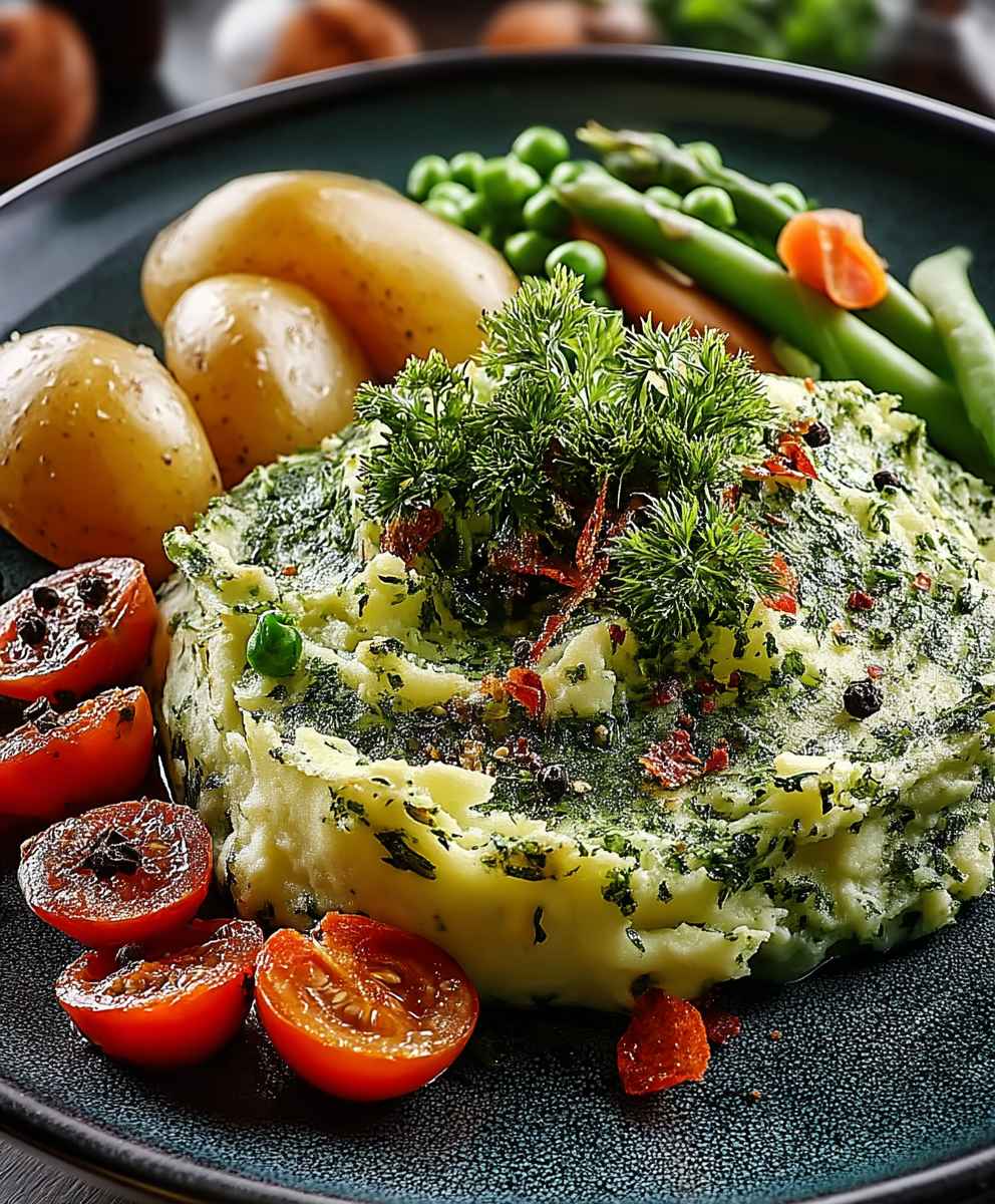 Herb mash spring vegetables