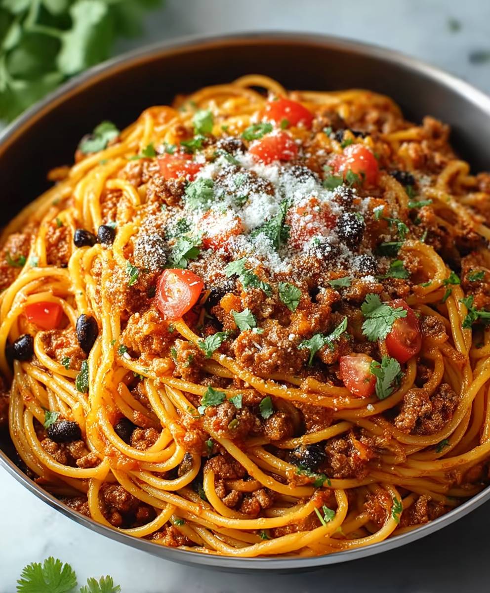 Crockpot taco spaghetti