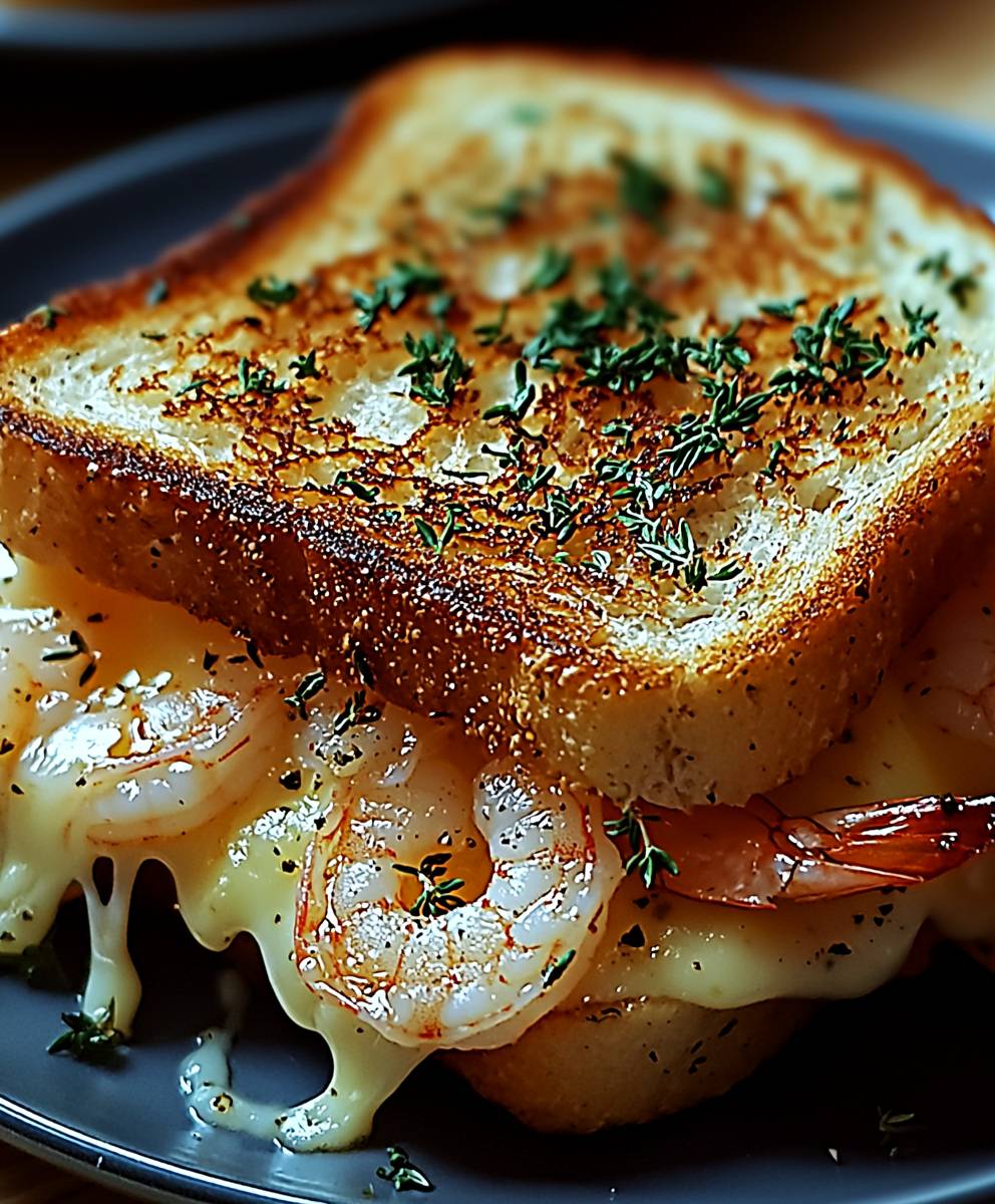 Garlic Bread Shrimp Grilled Cheese