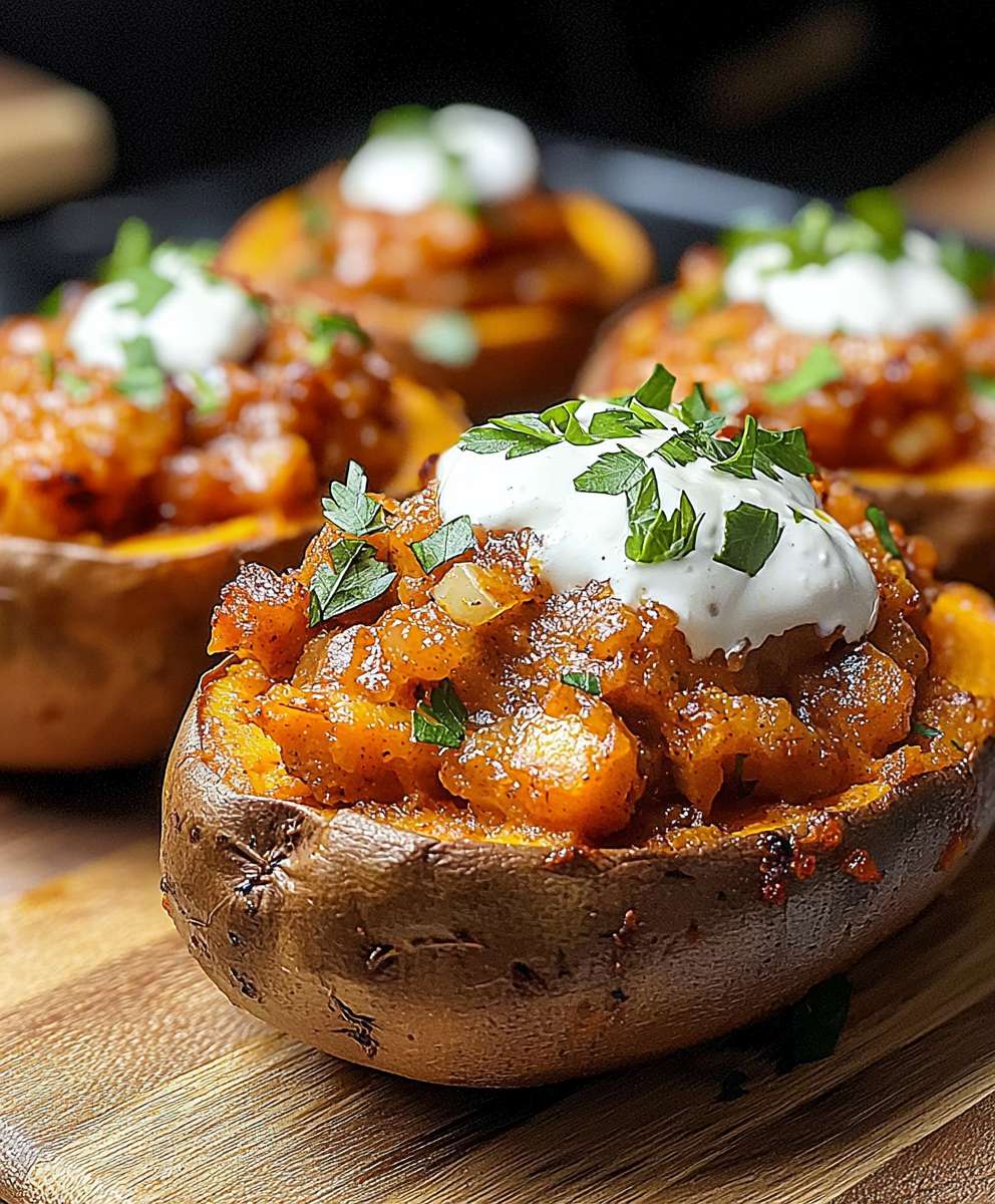 Air Fryer Stuffed Sweet Potato