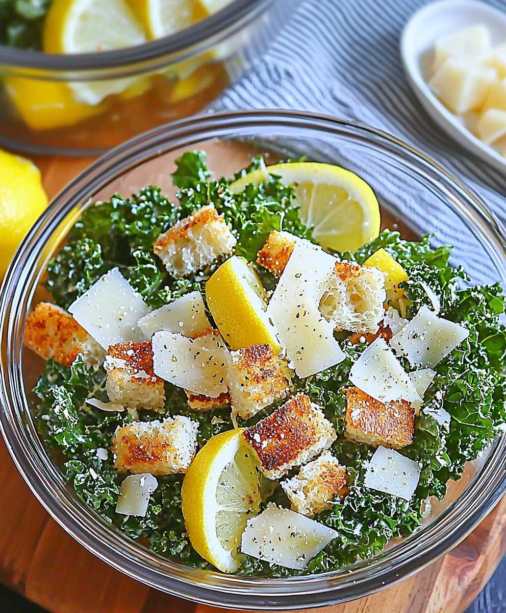 Lemon Kale Caesar Salad