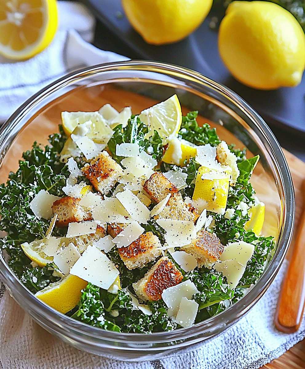 Lemon Kale Caesar Salad