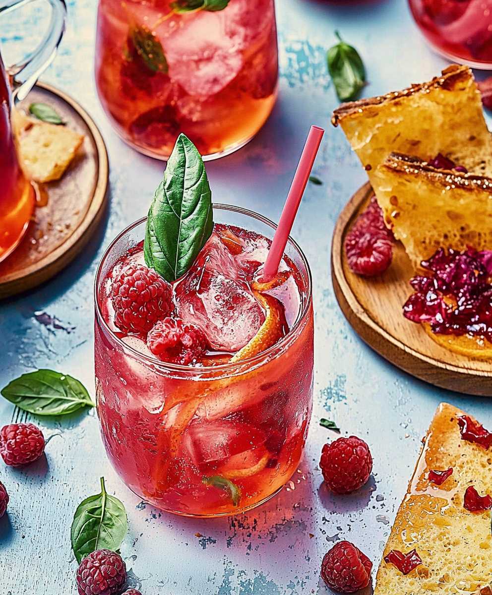 Hibiscus raspberry basil iced tea