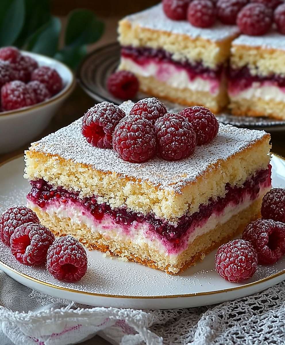 Raspberry pudding biscuit cake