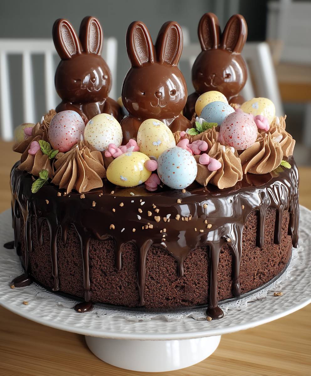 Chocolate bunny Easter cake