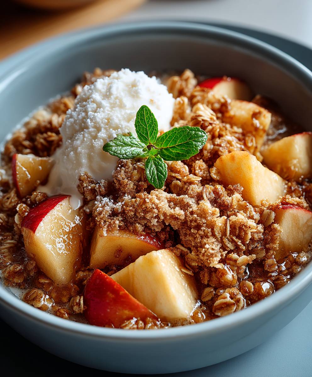 Healthy breakfast apple crumble