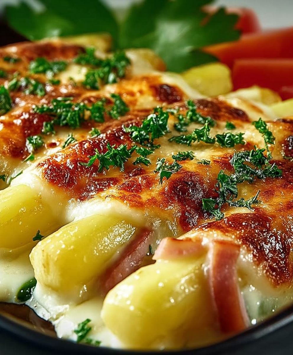 Asparagus potato ham casserole