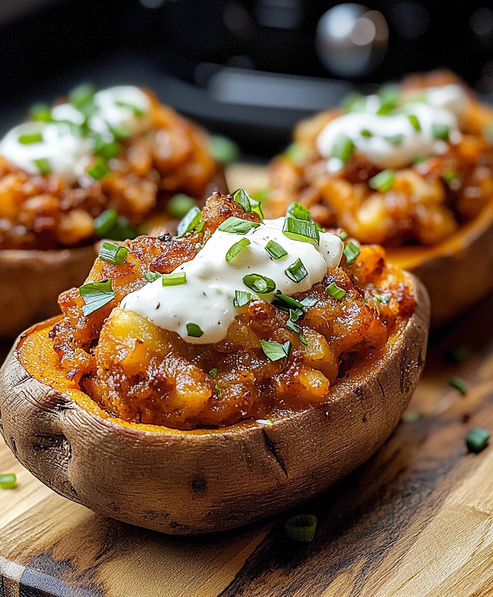 Air Fryer Stuffed Sweet Potato