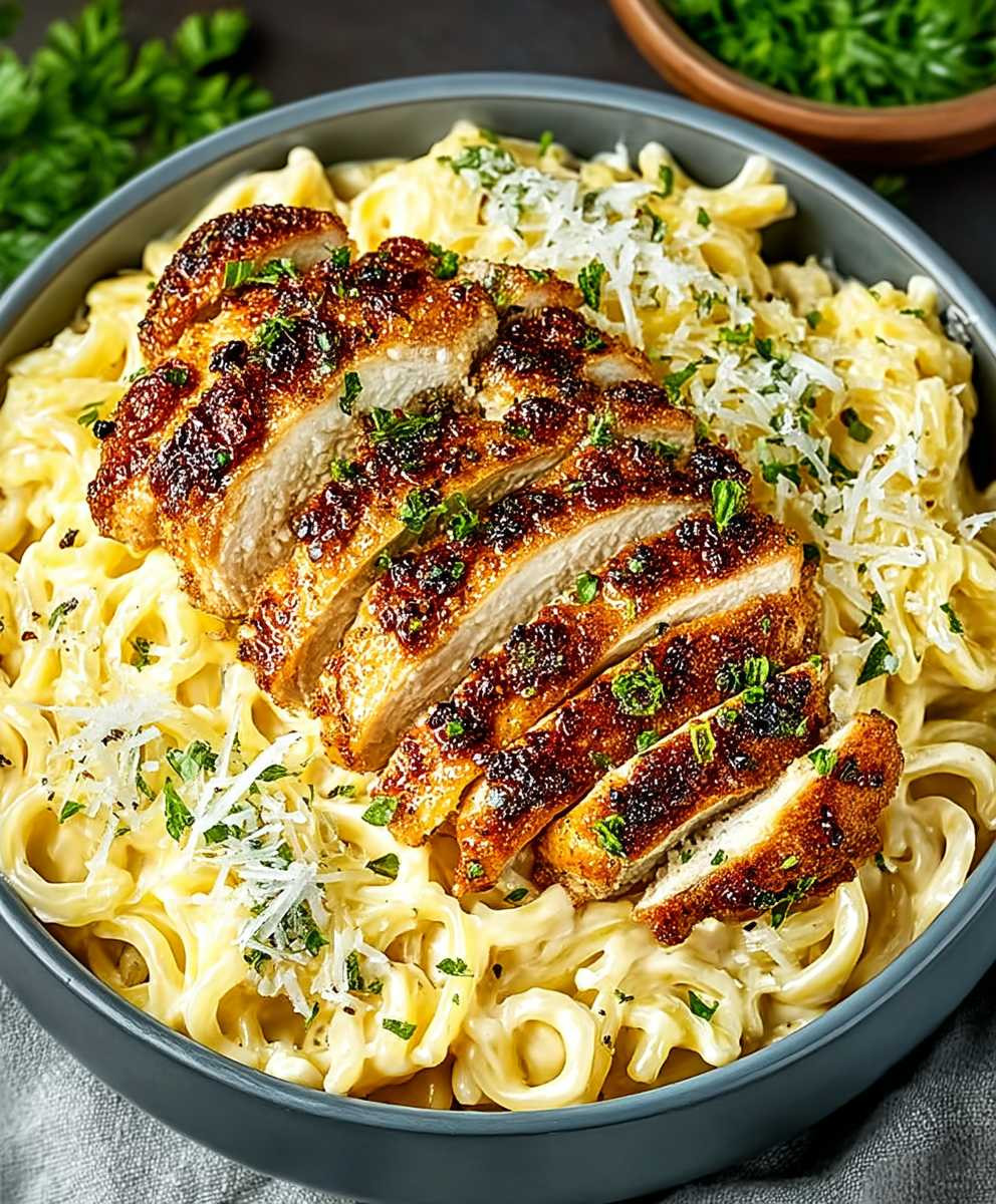 Crispy chicken creamy pasta
