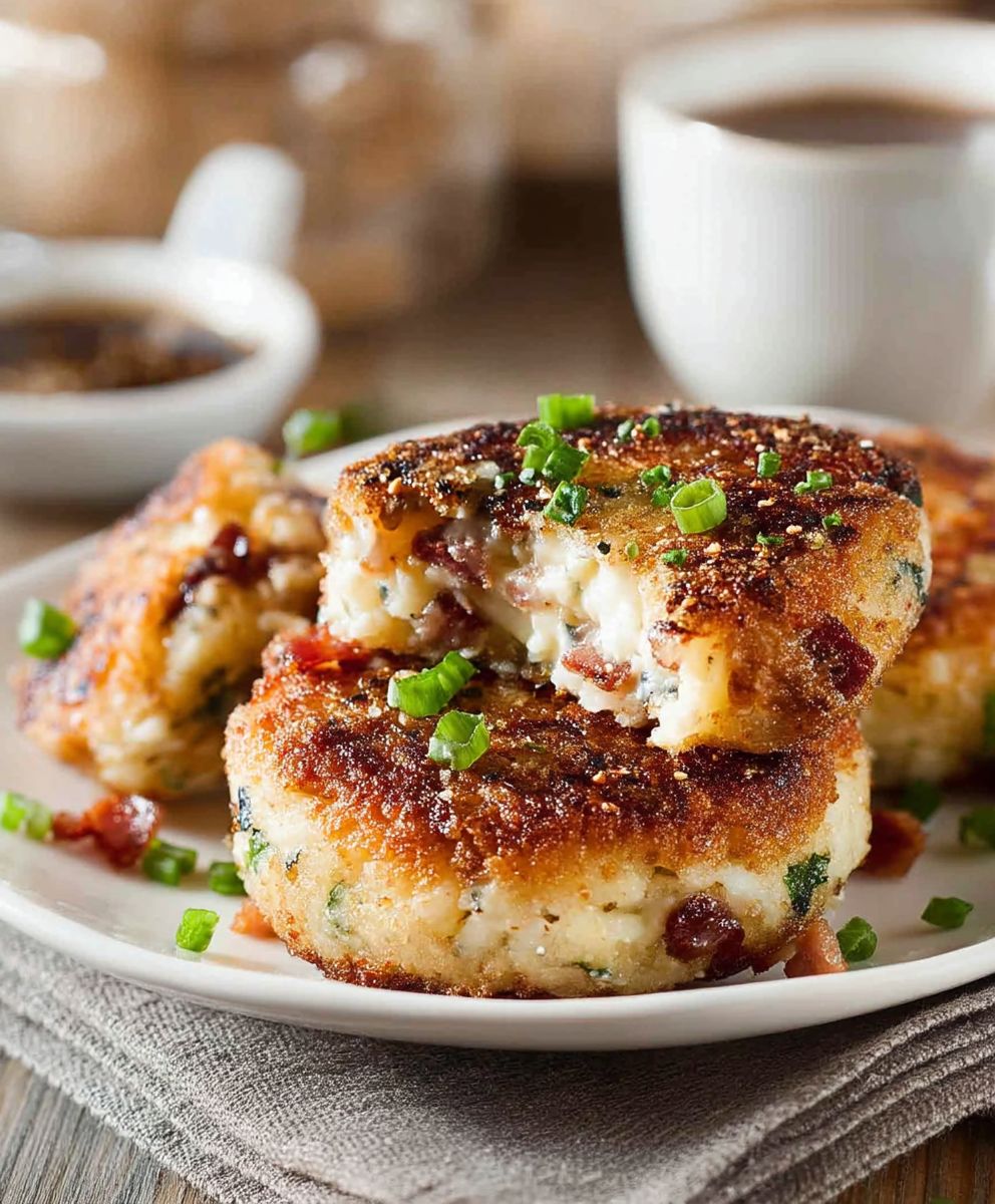 Cheese bacon mashed potato cakes