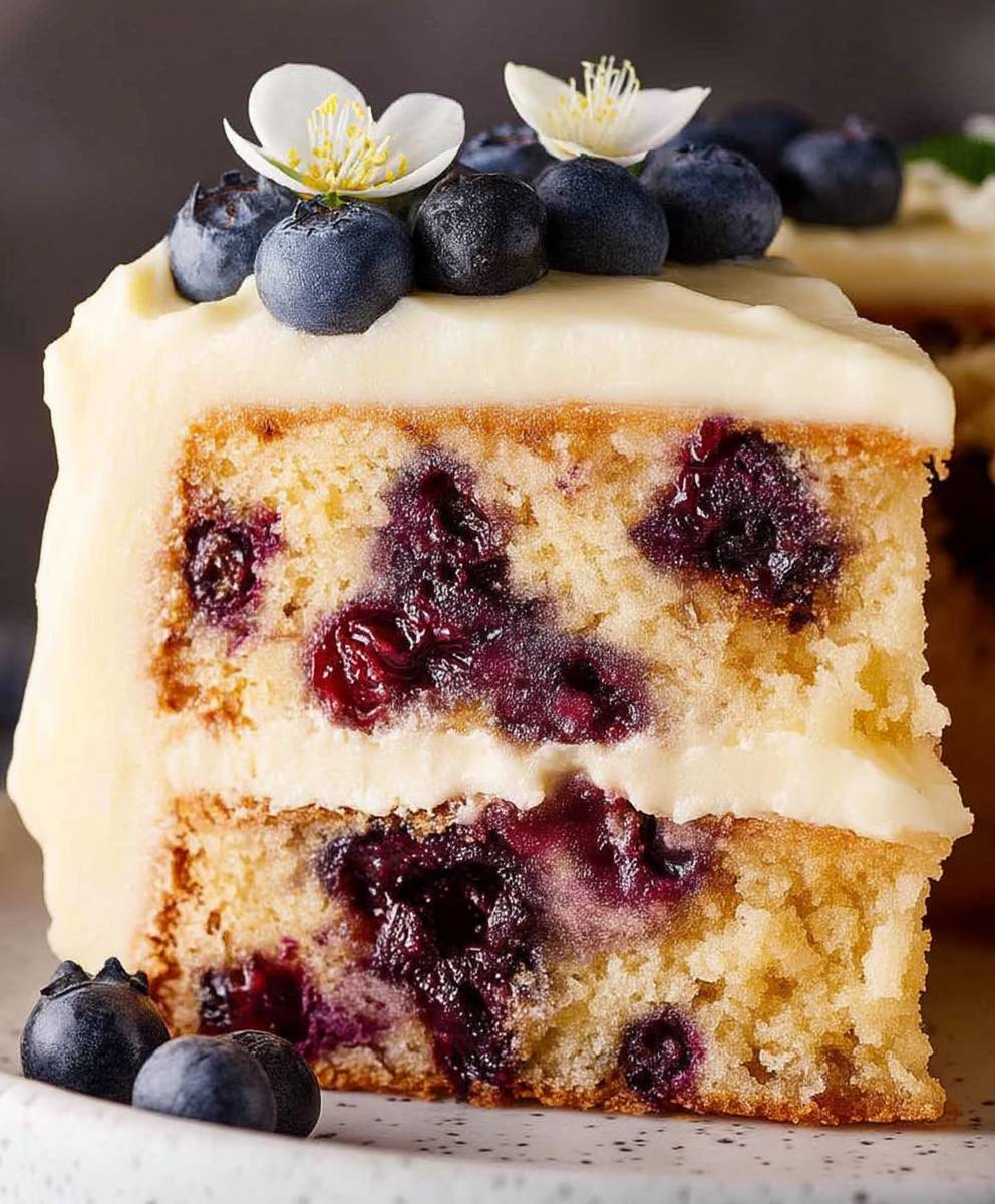 Blueberry cake lemon frosting