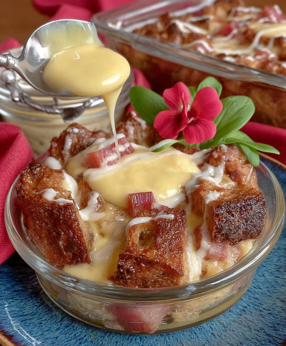 Rhubarb Bread Pudding