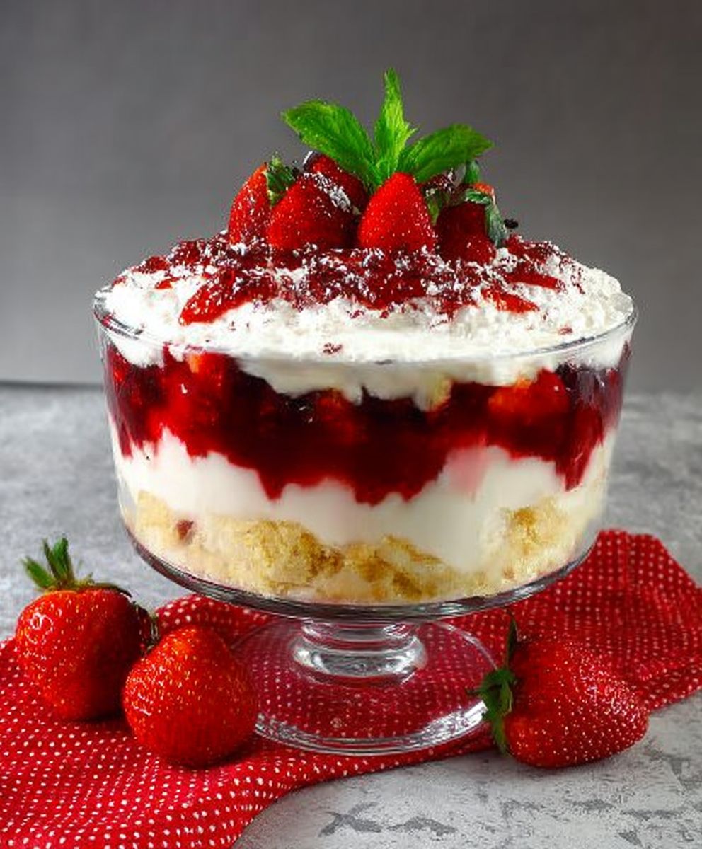Summer strawberry trifle