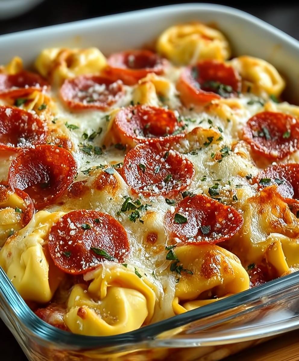 Tortellini Pepperoni Pizza Casserole
