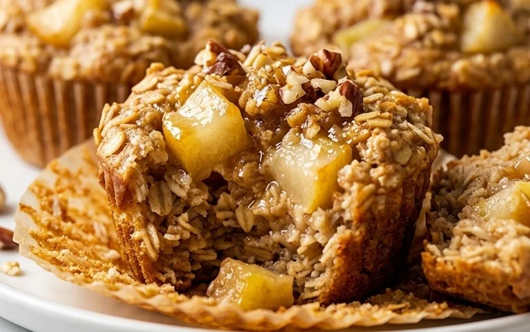 Pear Cardamom Oatmeal Muffins